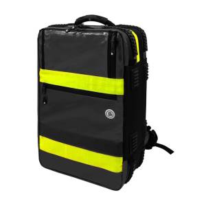 WaterStop X1 Slim Emergency Backpack – PVC Tarpaulin – Black – 52cm x 34cm x 20cm – 7 Modular Pockets, O2 Holder