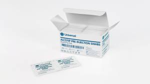 Alcotip Pre-Injection Skin Cleansing Swabs – 70% Isopropyl Alcohol – 30mm x 60mm – Box of 100