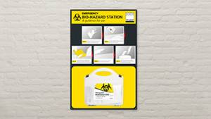 Steroplast Biohazard Kit Station – 75cm x 50cm – Wall-Mounted Workplace Station – With Optional Biohazard Kit