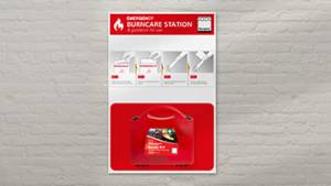 Steroplast Burncare Kit Station – 75cm x 50cm – Wall-Mounted Workplace Station – With Optional Burncare Kit