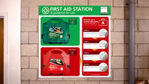 Steroplast First Aid & Burncare Station – 1m x 1m – Wall-Mounted Workplace Station – With Optional BS8599-1 Compliant Kits