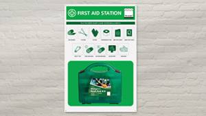 Steroplast First Aid Kit Station – 75cm x 50cm – Wall-Mounted Workplace Station – With Optional First Aid Kit