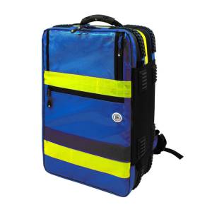 WaterStop X1 Slim Emergency Backpack – PVC Tarpaulin – Blue – 52cm x 34cm x 20cm – 7 Modular Pockets, O2 Holder