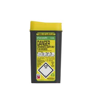 Sharpsafe Medical Sharps Bin – 0.2 L – Yellow – Polypropylene Lockable Lid