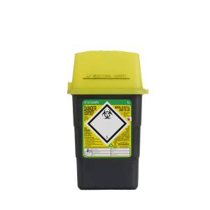 Sharpsafe Medical Sharps Bin – 1 L – Yellow – Polypropylene Lockable Lid