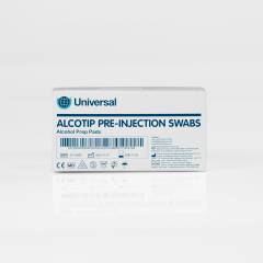 Alcotip Pre-Injection Skin Cleansing Swabs – 70% Isopropyl Alcohol – 30mm x 60mm – Box of 100