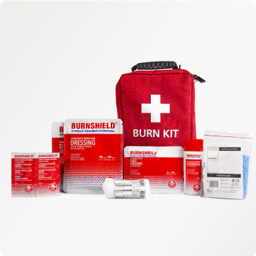 Empty Burn First Aid Bag with Burncare First Aid Kit Contents