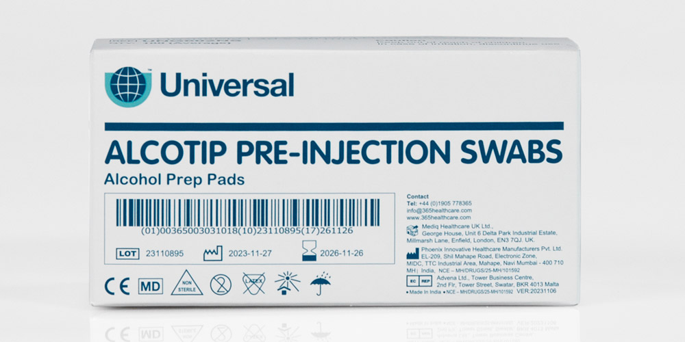 Alcotip Pre-Injection Skin Cleansing Swabs