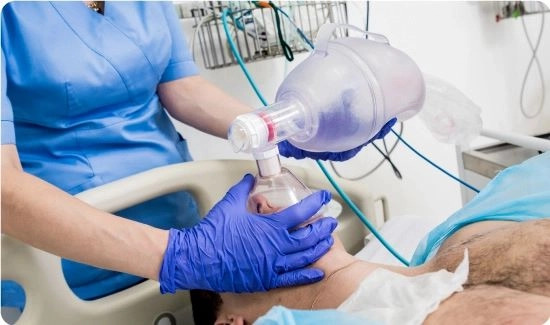 BVM being used on patient