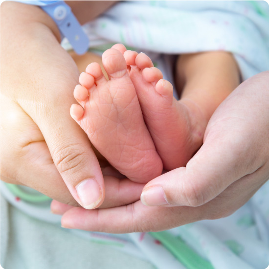 A newborn baby's feet