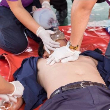 EMT performing CPR with a BVM