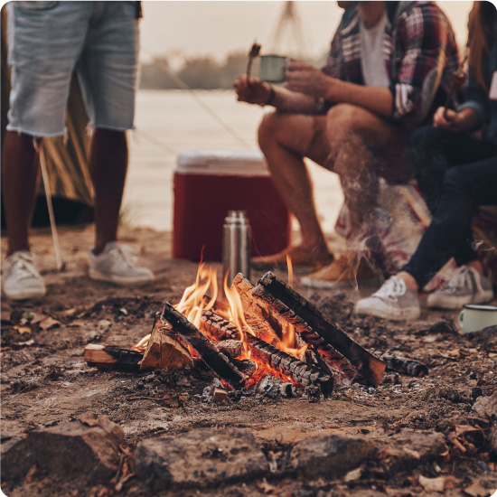 Group of friends camping