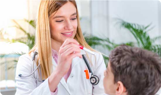 Check up of eyesight in child’s ophthalmology