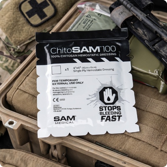 ChitoSAM 100 Heamostatic Dressing in military environment