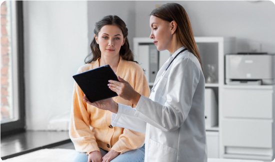 Woman getting Diagnosed by Doctor