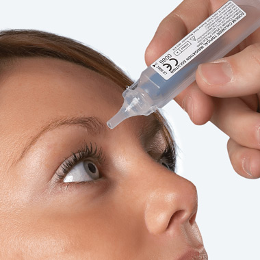 Eyewash pod in use