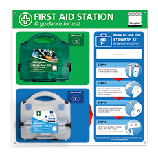 First Aid Kit & Eyewash Kit Station with Mirror