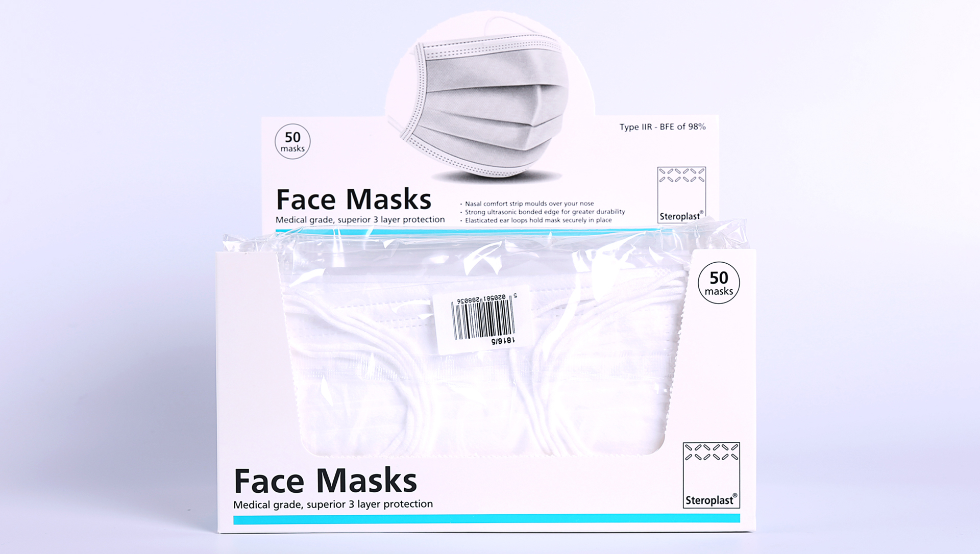 Young woman weaeing Type IIR Blue Face Mask