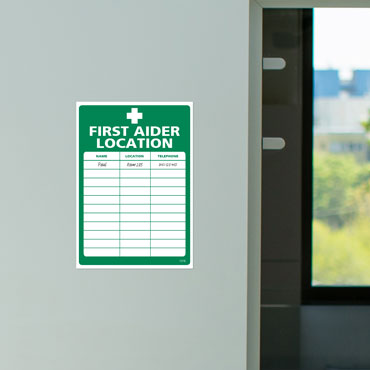 First aid sign in building