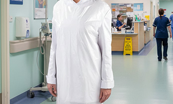 White disposable aprons