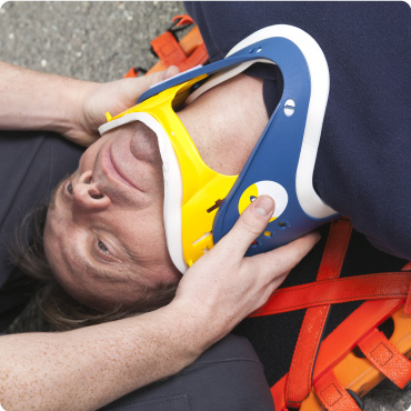Laerdal Stifneck Collar being applied to mans neck