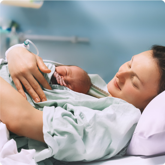 Mother with her newborn baby