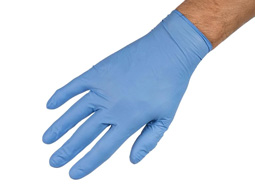 Blue nitrile gloves