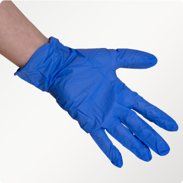 Nitrile Blue Gloves on hand