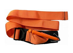 An orange SOF Tactical Tourniquet with a windlass and buckle system, designed for efficient control of severe bleeding in emergency settings.