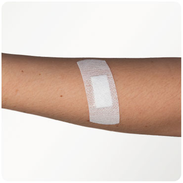 Sensitive plaster applied to arm