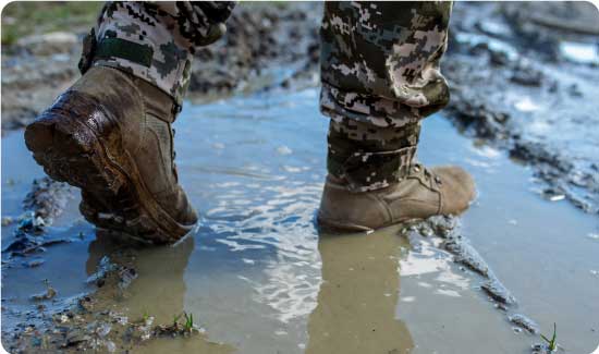Army soldier in rain