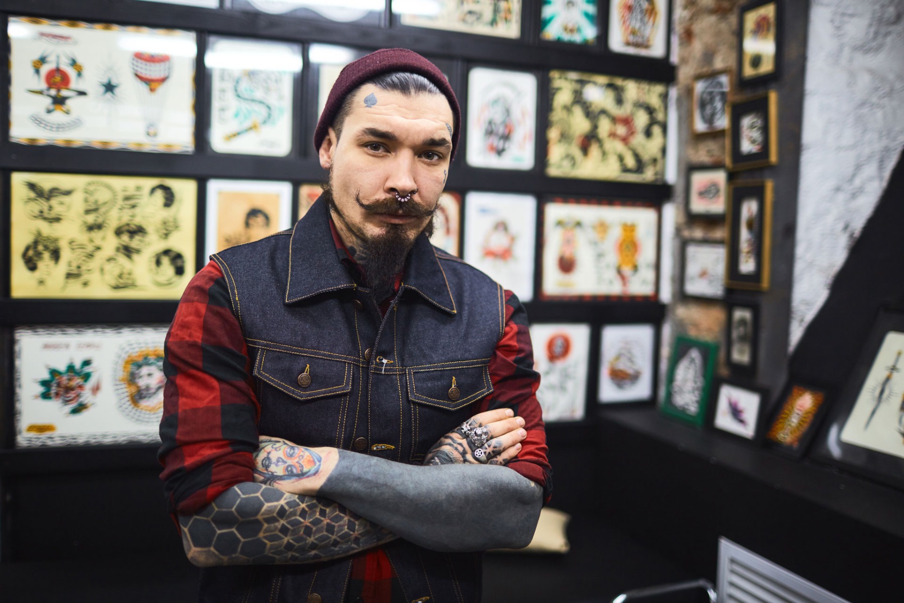 Tattoo artist in tattoo shop
