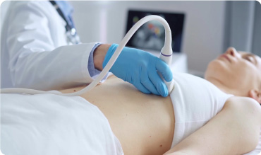 Doctor scanning a patients chest with an ultrasound