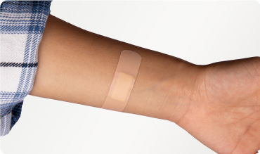 Washproof plaster applied to arm