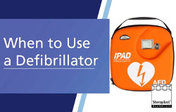 A banner with an orange AED on the right and the text, 