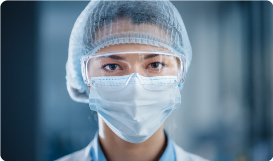 Woman wearing safety goggles