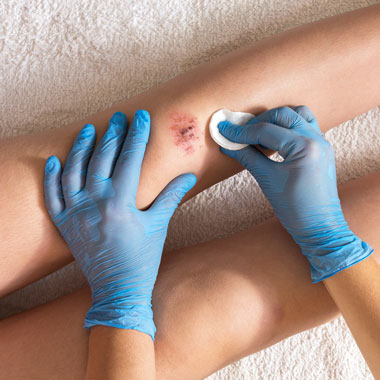 Blue nitrile gloves
