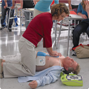Zoll AED Plus Lay Responder being used in a classroom