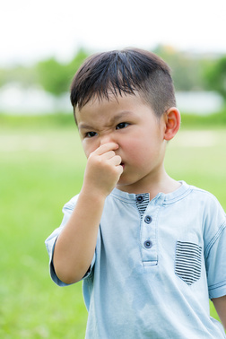 Child not enjoying smell
