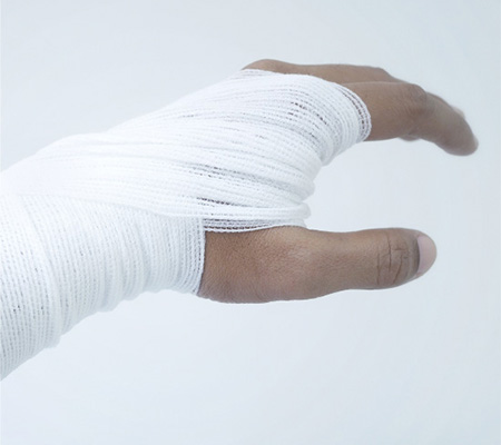 conforming bandage on hand
