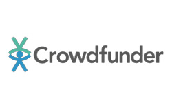 The logo for Crowdfunder, featuring a blue and green icon with the word “Crowdfunder” written in grey beside it.