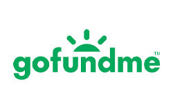 The GoFundMe logo with a green text and a stylised sun icon, representing the well-known crowdfunding platform.