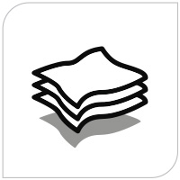 Simple black-and-white illustration of a stack of folded cleaning cloths or wipes, often used for hygienic purposes.