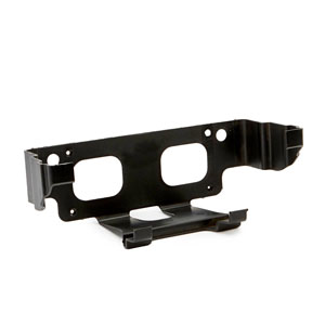 Black wall bracket designed to hold a first aid kit box securely