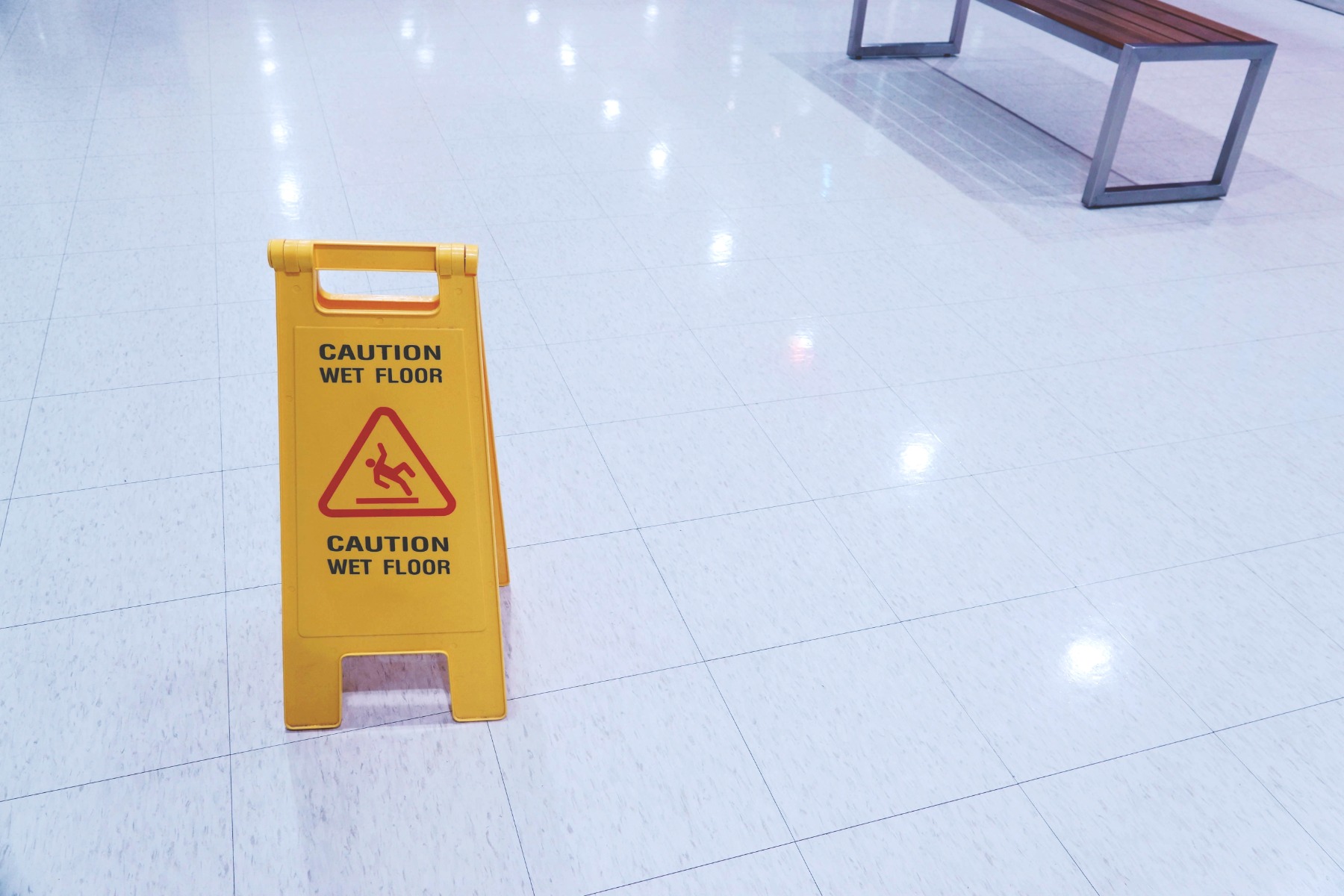 caution wet floor sign in hospital