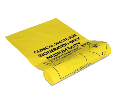 Yellow medium duty clinical waste bag